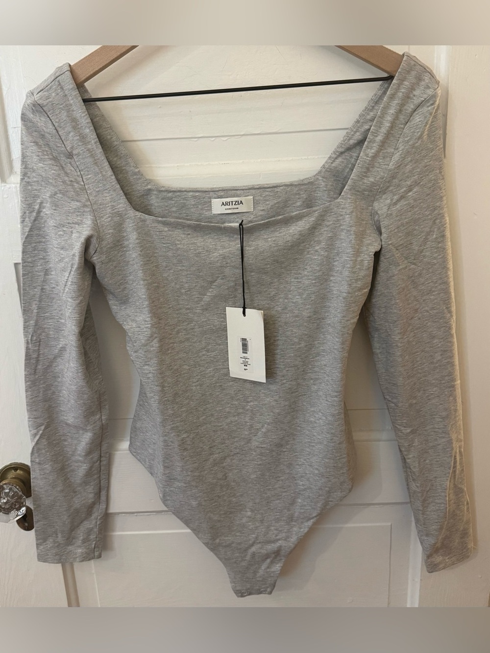Aritzia Contour Squareneck Bodysuit Heather Chrome M